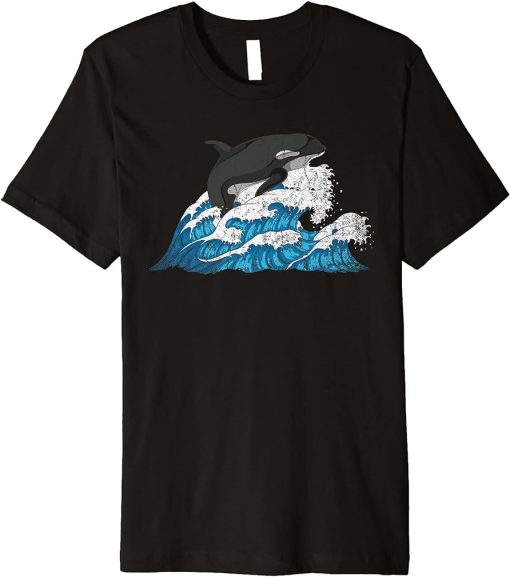 Waves Ocean Animal Lover Orca Lover Killer Whale Premium T-Shirt