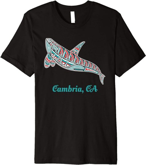 Cambria CA Upward Orca Killer Whale Native American Premium T-Shirt