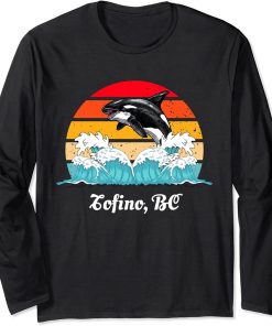 Vintage Tofino BC Distressed Orca Killer Whale Art Long Sleeve T-Shirt