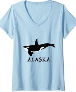 Womens Alaska Orca V-Neck T-Shirt