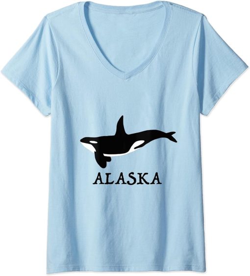 Womens Alaska Orca V-Neck T-Shirt