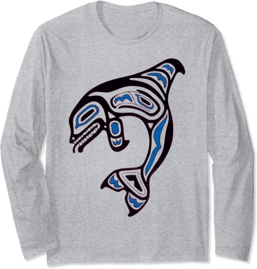 Killer Whale Orca Pacific NW Native American Indian Long Sleeve T-Shirt