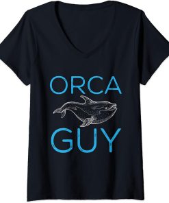 Womens Funny Orca Lover Graphic for Boys Men Kids Whale V-Neck T-Shirt