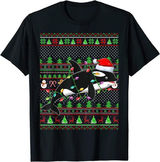 Orca Fish Lover Family Matching Ugly Orca Christmas T-Shirt